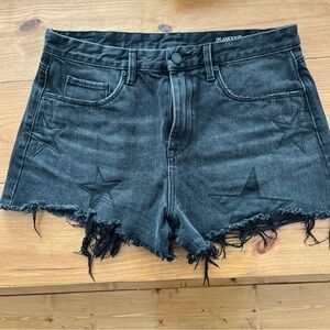 Blank NYC The Barrow Denim Shorts Women Size 30 High Rise Black Stars